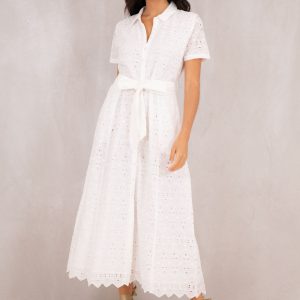 Maeve Broderie Shirt Dress (White)